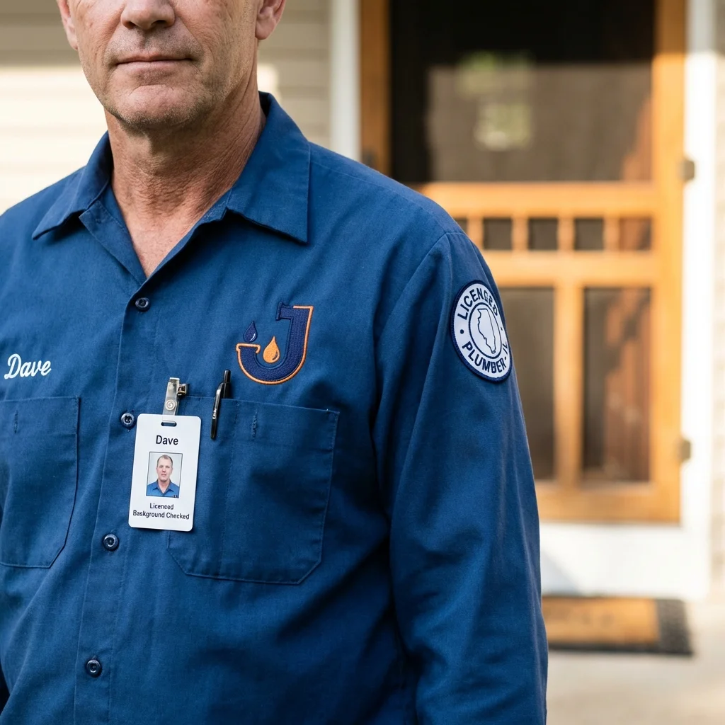 Licensed plumber showing ID badge in Inman, KS