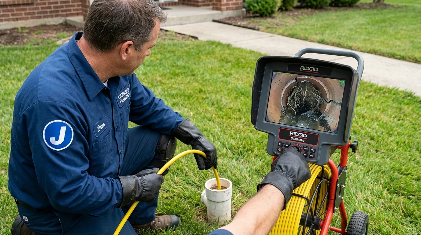 Sewer camera inspection being performed by Johns Plumbing LLC in Inman